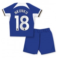 Fotballdrakt Barn Chelsea Christopher Nkunku #18 Hjemmedraktsett 2023-24 Kortermet (+ Korte bukser)